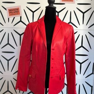 Women’s Worth Red Leather Jacket – Size 6 – Fully Lined